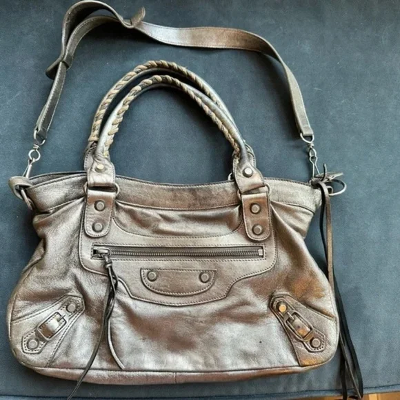 Balenciaga Vintage The First Handbag Metallic Silver Leather RARE S/S 2005 - Picture 5 of 8